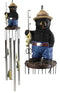 Rustic Western Fishing Hillbilly Black Bear With Rod & Bass Figurine Wind Chime