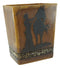 Country Rustic Western Cowboy With Horse Faux Wood Waste Basket Trash Bin