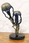 Ebros Solid Brass Colorful Nautical Pacific Ocean Jellyfish Pair Floating in The Sea Statue with Marble Base 10.25" Tall Museum Gallery Quality Marine Accent Coastal Decorative Figurine
