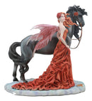 Nene Thomas Echoes of Autumn Fall Fairy Strolling With Black Beauty Horse Statue