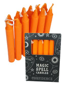 Orange Confidence Pack of 12 Wicca Occult Witch Ritual Spell Chime Candles