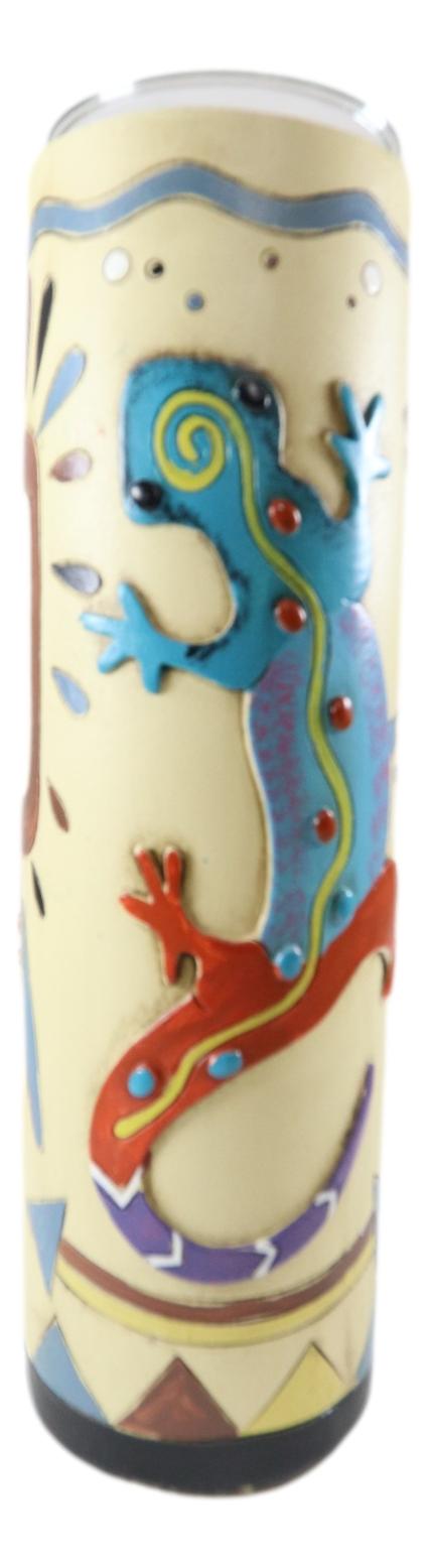 Southwestern Colorful Kokopelli God And Lizards Votive Candle Holders Set Of 3
