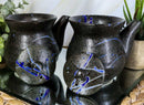 Pack of 2 Speckled Black Blue Japanese Tenmoku Porcelain Soy Sauce Dispensers