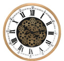 Ebros Large 18.25"Diameter Vintage Antique Design Gold Steampunk Wall Clock With Complex Mechanical Moving Gears Mirror Face Roman Numerals Victorian Industrial Accent Clockwork Gearwork Decor Clocks