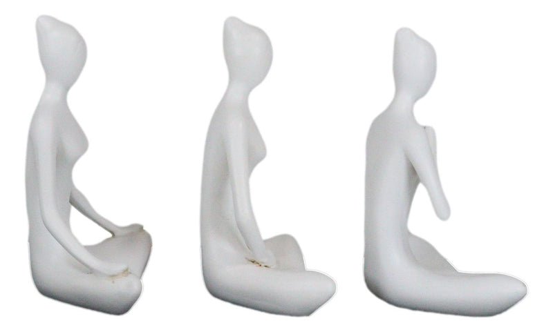 Set of 3 Zen Calming Meditation Women Yoga Mudra Poses Abstract Figurines