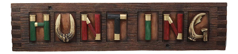 Ebros Faux Wood Colorful Western 12 Gauge Shotgun Shells Ammo Bullets Hanging Wall Plaque with Hunting Sign Home Decor Rustic Cabin Hunters Collection Figurine
