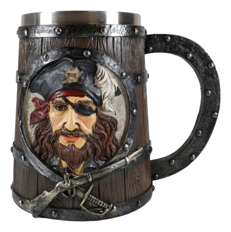 Ebros Caribbean Seas Pirate Captain Sparrow And Hook Large Tankard Coffee Mug