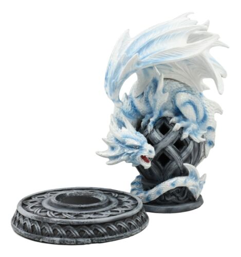 Ebros Celtic Tomb Guardian White Icycle Dragon Backflow Cone Incense Holder