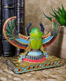 Egyptian Beautiful Golden Winged Scarab Amulet Ankh Symbol of Rebirth Figurine