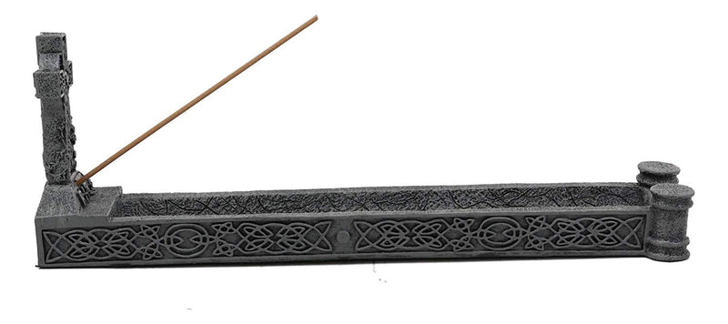 Ebros Gift Celtic Memorial Rest in Peace Tomb Trinity Ringed High Cross Incense Holder Burner Figurine 10.25" Long Medieval Renaissance Knotwork Tattoo Decor Sculpture