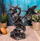 Draco Fantasy Gothic Dragon With Blue Orb Statue 8" Tall Land Of The Dragons