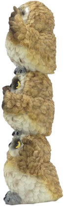 Ebros Stacked See Hear Speak No Evil Wise Acrobatic Fat Owls Figurine (Brown)