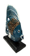 Balinese Wood Handicrafts Blue Tropical Angel Fish Family Set of 3 Figurines