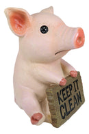 Ebros Pink Piglet Pig With Keep It Clean Sign Decorative Toilet Seat Topper Figurine