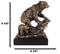 Black Bear Mother With Cub Climbing Rock Bronze Electroplated Resin Statue 9"H