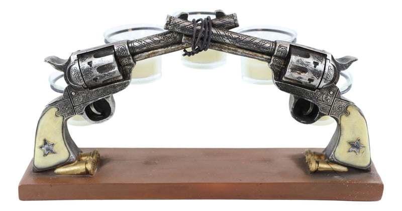 Rustic Western Cowboy Dueling Six Shooter Revolver Guns 5 Votive Candle Holders