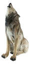 Large Wildlife Sitting Alpha Wolf Howling At The Moon Statue Decor 33.25" Tall