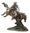 Large Western Cowboy With Lasso On Bucking Horse Statue 19"L Faux Bronze Resin