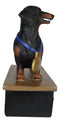 Award Trophy Dachshund Puppy Dog With Gold Medal Standing On Stage Figurine