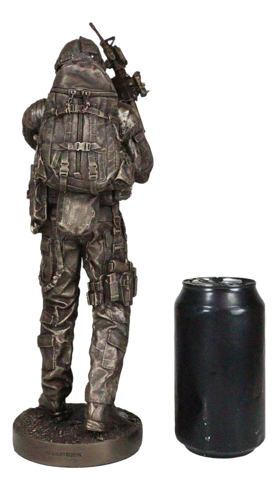 Large Modern Warfare Infantry Statue 14"H Military Rifle Unit Soldier Figurine