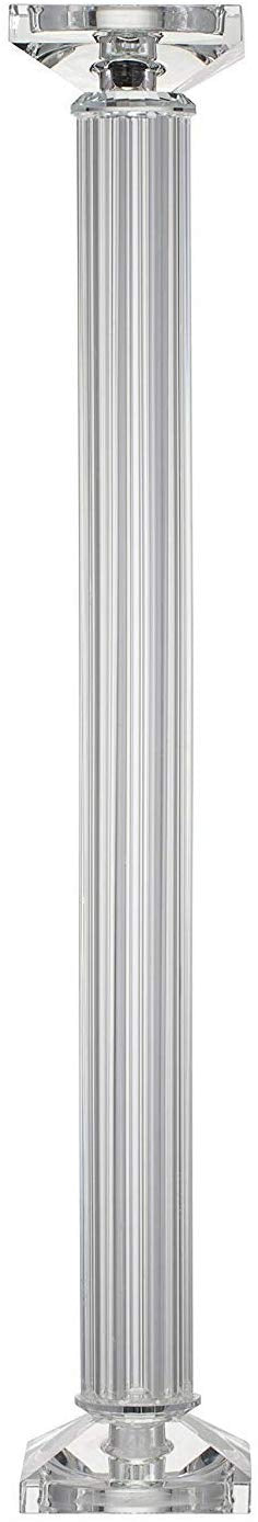Ebros Contemporary Crystal Glass Pillar Column Candle Holder Candlestick Candleholder Decor Figurine for Mantelpiece Countertop Table Master Bedroom Living Room Accent (23" High)