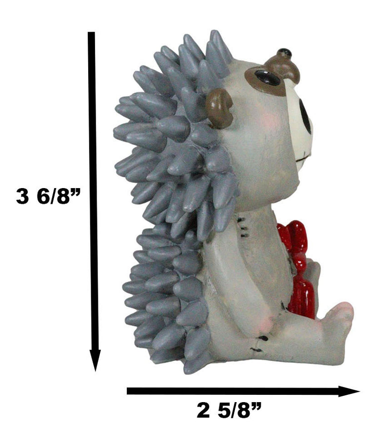 Ebros Larger Furry Bones Pygmy Hedgehog Skeleton Monster Sit Up Ornament Figurine 3.75"Tall