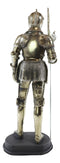 Medieval Fleur De Lis French Halberdier Pikeman Knight In Suit Of Armor Statue