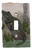 Pack of 2 Wildlife Bayou Swamp Alligator Single Toggle Switch Wall Outlet Plate