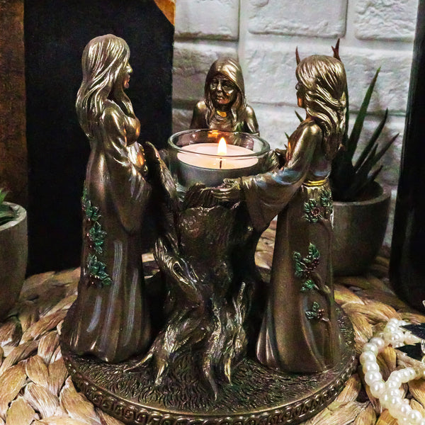 Ebros Occultic Wiccan Triple Goddess Maiden Mother Crone Votive