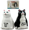 Ebros Black And White Cute Fluffy Cats Salt & Pepper Shakers Magnetic Set 3.25"H