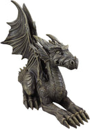 Ebros Large Stone Finish Crouching Skinny Winged Dragon Gargoyle Sentry Statue Decor