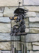 Armored Battle Dragon Crystal Sphere Resonant Relaxing Wind Chime Garden Patio