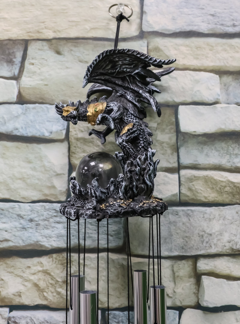 Armored Battle Dragon Crystal Sphere Resonant Relaxing Wind Chime Garden Patio