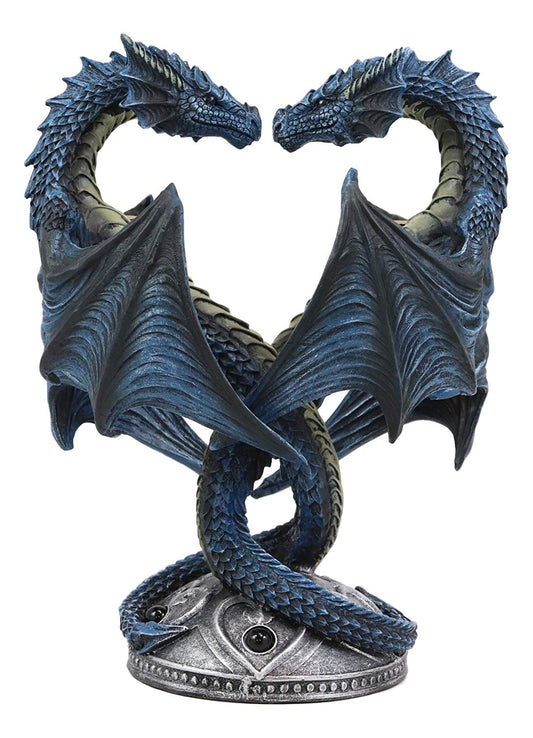 Dragon Heart Altar Drake Candleabra Candle Holder Twin Dragons Figurine 9"Tall - Ebros Gift