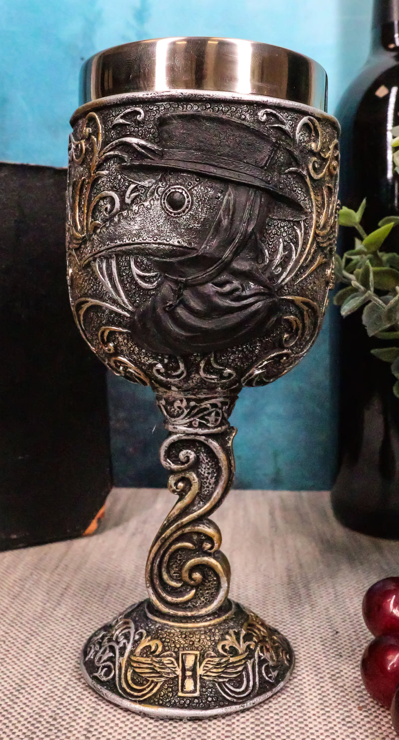 Gothic Alchemy Black Death Steampunk Plaque Doctor Edgar Poe Wine Goblet Chalice