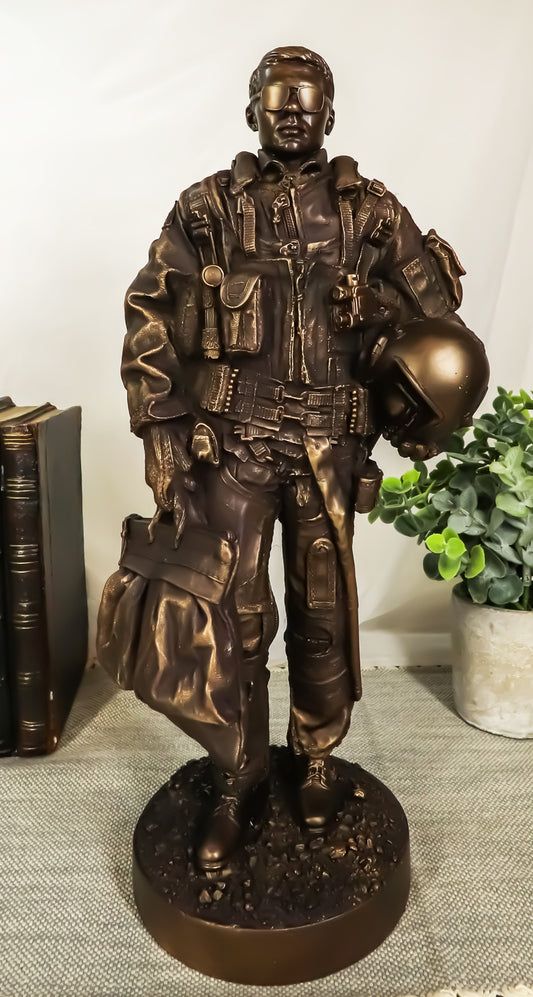 F-22 Raptor Jet Pilot Military Speed Aircraft Fighter Plane Figurine 12.25"H - Ebros Gift