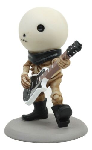 Ebros Lightning Lucky The Rock Star Skeleton Electric Guitarist Statue 3.5" Tall Unfortunate Luck of The Lightning Guitar Rocker Collectible Figurine