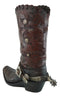 Rustic Western Cowboy Boot With Floral Concho And Spur Vase Planter Figurine 13"