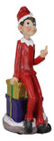 Naughty Christmas Elf Flipping The Bird Sitting On Santa Presents Shelf Figurine