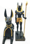 Classical Egyptian Afterlife Deity Anubis Jackal Dog and Man Form Figurine Set