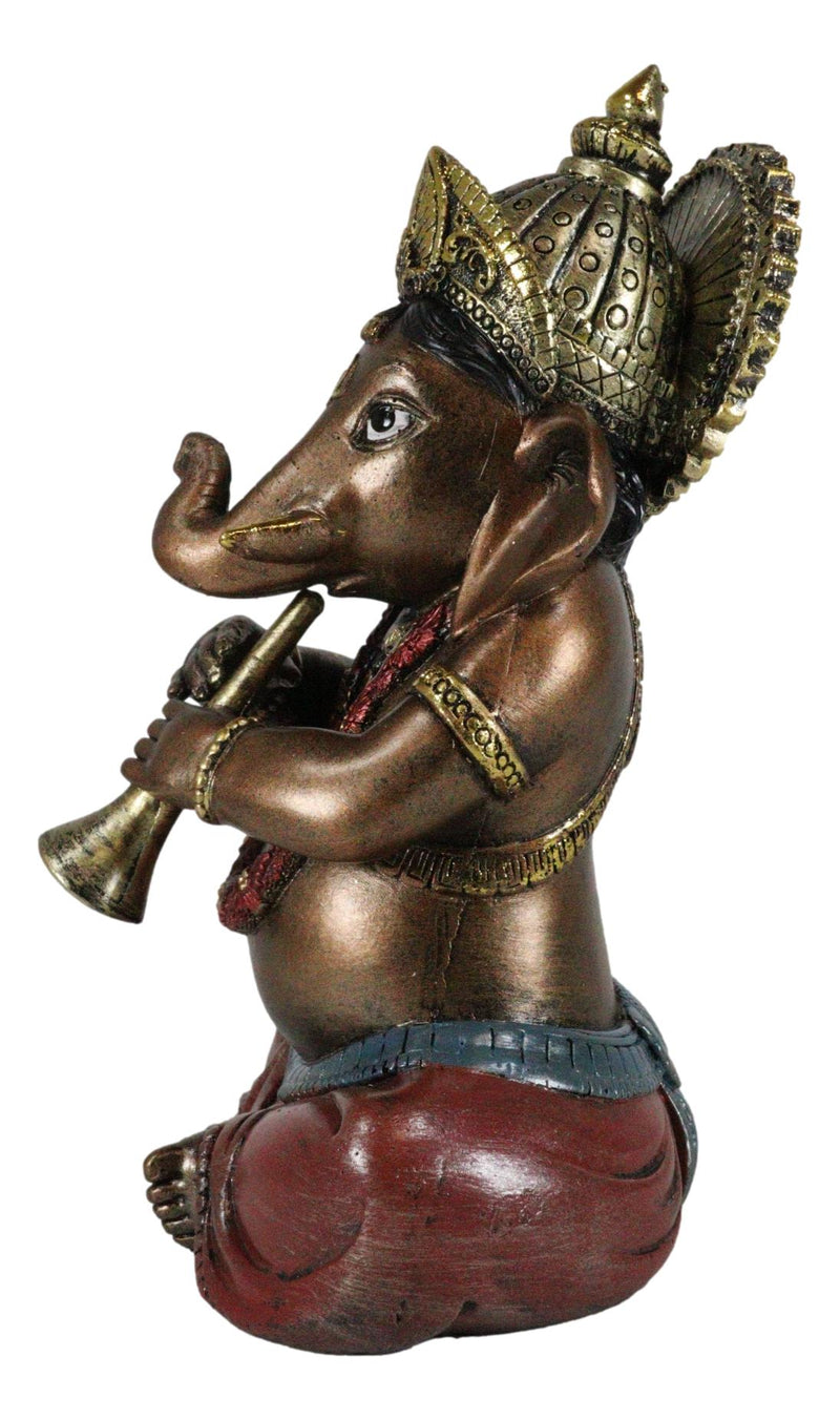 Ebros Celebration of Life and Arts Lord Ganesha Playing Shehnai Flute Statue 6.75"Tall