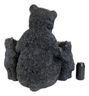 Large Rustic Forest Black Bear With 2 Cubs Holding Mama Knows Best Sign Statue