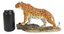 Wild Animal Kingdom Leopard Walking On Forest Trail Statue Giant Cat Figurine