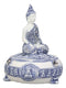 Ebros Gift Bhumisparsha Mudra Buddha Amitabha Meditating Terracotta Blue and White Round Jewelry Box Figurine 5.25" Diameter Buddhist Eastern Enlightenment Trinket Box Accessory Feng Shui Decor