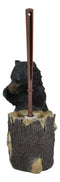 Ebros Rustic Cabin Lodge Decor Whimsical Black Bear Forest Stinky Potion Toilet Brush and Tree Stump Base Holder Bathroom Gift 2 Piece Set