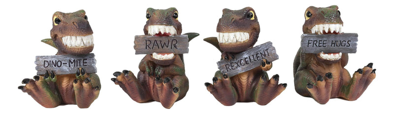 Jurassic Proclamations Dinosaur T Rex Babies With Signs Figurine Set 4"Tall