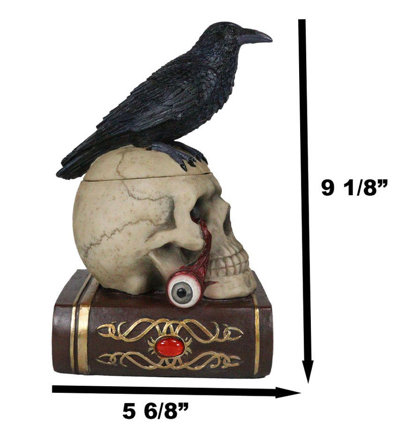 Gothic Crow Perching On Books And Skull With Plucked Eye Decorative Jewelry Box