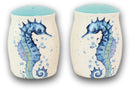Nautical Blue White Seahorse With Bubbles Ceramic Salt And Pepper Shakers Set