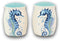 Nautical Blue White Seahorse With Bubbles Ceramic Salt And Pepper Shakers Set