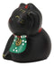 Ebros Japanese Lucky Charm Beckoning Cat Black Maneki Neko With Baby Bib Mini Figurine